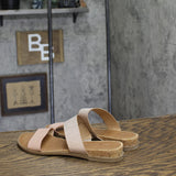 Sun + Stone Two-Strap Easten Slide Sandals 10008571000 Metallic Brown 6.5M