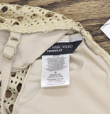 Carmen Marc Valvo Crochet Scoop Neck One Piece Swimsuit C21382 Beige Brown 8
