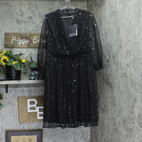 Halston Womens Sequined Black Fit & Flare Dress HD4I3A64 Black 12