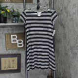 Unedited by Teeze Me Juniors Knit Striped A-Line Dress Black Striped Multi XS