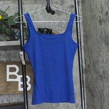 INC International Concepts Womens Knit Square Neck Ribbed Tank Top Marine Blue S