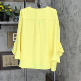 Vince Camuto Plus Size Flutter-Sleeve Top 9261173 Yellow 2X