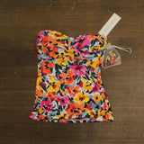 Anne Cole Womens Gradient Floral Twist Front Bandeaukini Swim Top Pink Multi XS