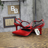 A New Day Womens Rosemary Heels Satin Strappy 94646858 Red 8.5M