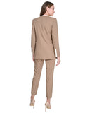 Tommy Hilfiger Open-Front Slim Fit Blazer Caribou Brown / Ivory Off White 6