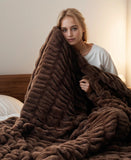 Barttilo Reversible Rabbit Faux Fur Throw Blanket Chocolate Brown 50x60
