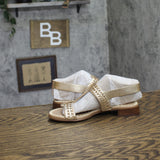 Naturalizer Nia Strappy Slingback Sandal Leather Block Heel Champagne Brown 5M