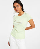 Guess Womens Short Sleeve Glitzy Logo R4 Tee Shirt W2GI24KA0Q1