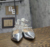 INC International Concepts Womens Valan Triple-Strapped Flats Silver Gray 8M