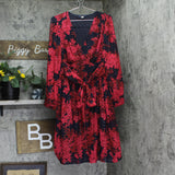 Tommy Hilfiger Glitter-Dot Floral Belted Dress Sky Captain / Persian Red 12
