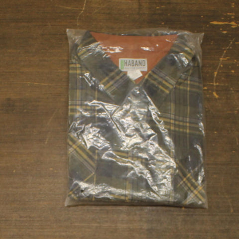 Haband Mens Flannel Long Sleeve Button Up Plaid Shirt Green Multi 3X