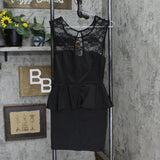 Black Poppy Womens Sheath Ruffle Trim Lace Dress 1667069008392c Black M