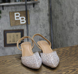 A New Day Womens Isabel Wide Width Embellished Slingback Kitten Heels Brown 8.5W