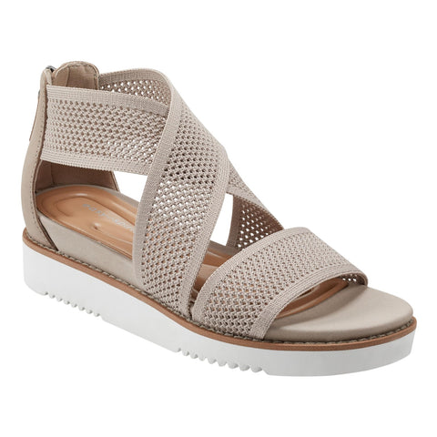 Easy Spirit Womens Knit Wander Flat Sandals SEWANDER2 Taupe Knit Brown 10M