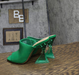 Bar III Womens Heeled Cherr Slide Sandals 10015330500 Green 9M