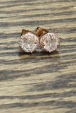Round Halo Crystal Stud Earrings Rose Gold