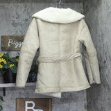 Wild Fable Shawl Collar Faux Shearling Button Down Sash Tie Coat Tan Brown 2XS