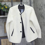 Universal Thread Crewneck Coat with Waist Pockets and Long Hem Cream Off White S