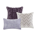 Madison Park Classic Set 6-Piece Cotton Blend Floral Taupe Purple Full / Queen