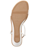 Style & Co. Mulan Wedge Slip On Open Toe Textured Elastic Sandals White 6.5M