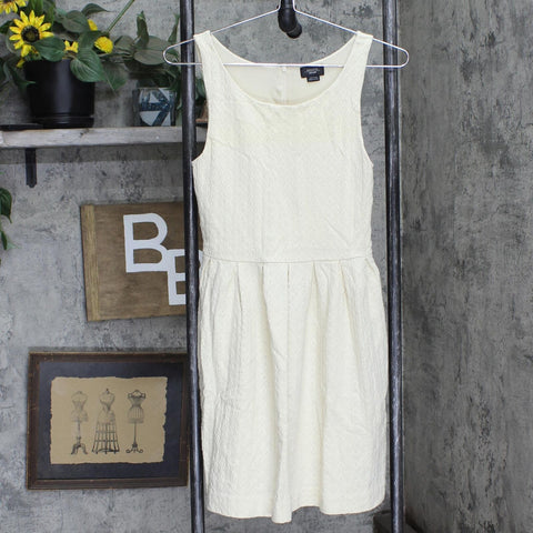 Deletta Womens Geometric Lined Fit & Flare Knit Dress Off White XS