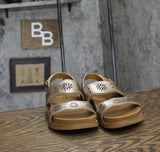 Earth Womens Strappy Ferne Casual Flat Sandals ETFERNE Gold Leather 9M