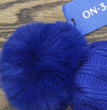 On 34th Womens Rib-Knit Beanie Pom Pom Rolled MO1542501 Royal Blue