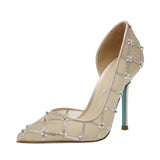 Betsey Johnson Rhinestone Embellished Evening Pumps Heels Stiletto Nude Brown 8M