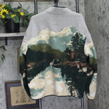 Woolrich X TGT Full Zip Fleece High Neck Sweater Jacket Tan Brown Multi L
