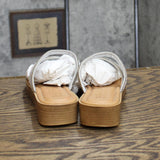 Bella Vita Women's Ona-Italy Sparkle Slide Flat Sandal Silver Metallic Gray 6M