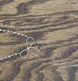 Periwinkle By Barlow Chain Bow Pendant Necklace Silver Gray / White 17" + 3"