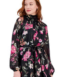 Rachel By Rachel Roy Printed Long Sleeve Tiered Chiffon Midi Dress Black Multi 6