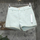 Aqua Womens Lined Tweed Braided Hem Shorts IPO81169 Mint Blue Green XS
