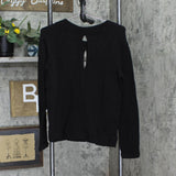 Feel the Peace by Terra Jacobs Womens Knit Keyhole Ribbed Sweater Black XS / S