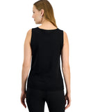 Kasper Womens Sleeveless Embroidered Blouse Sleeveless Shirt 10924833 Black S