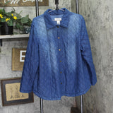 Alfred Dunner Denim Quilted Snap Front Midweight Jacket Blue 1X