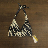 Anne Cole Womens Marilyn Printed Halter Bikini Top Swim Black / White Multi S
