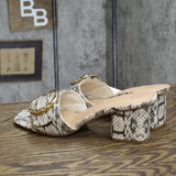 A New Day Womens Diana Buckle Mule Heels 89998799 Gray Snake 11M