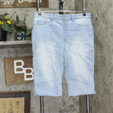 DG2 by Diane Gilman Womens Virtual Stretch Pull-On Bermuda Short Chambray Blue L