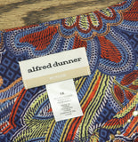 Alfred Dunner Stitched Pleated Neck Paisley Floral Top 16254WS Blue Multi 1X