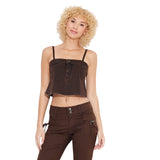 Wild Fable Womens Reworked Cropped Denim Tank Top 90632768 Brown XL