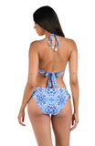 La Blanca Womens Banded Halter Bikini Swimsuit Top Alboran Sea Blue Multi 14