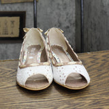 Mudd Womens Vintage Lace Wedge Flats 1673d5de739b17 White / Pink 6M