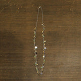 Long Beaded Disc Necklace Silver Gray Multi 35"