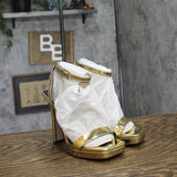 Jessica Simpson Adonia Two-Piece Platform Stiletto Dress Sandals Gold Yellow 5M