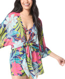 Vince Camuto Plunging V-Neck Romper Cover-Up V1J916 Blue Multi M