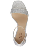 INC International Concepts Block Heel Sandals Silver Crystal Gray 6.5M