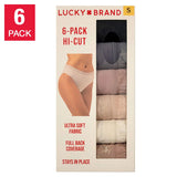 Lucky Brand Womens Ladies Hi-Cut 6-Pack Panties 1790598 Black M