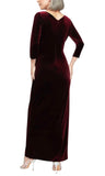 Alex Evenings Womens Velvet Tulip Hem Quarter Sleeve Formal Gown Wine Red 4P