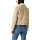 Levis Womens Original Sherpa Corduroy Trucker Jacket White / Pepper Brown L